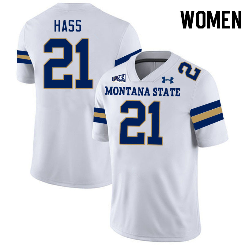 Women #21 Don Hass Montana State Bobcats Jerseys Football Stitched-White